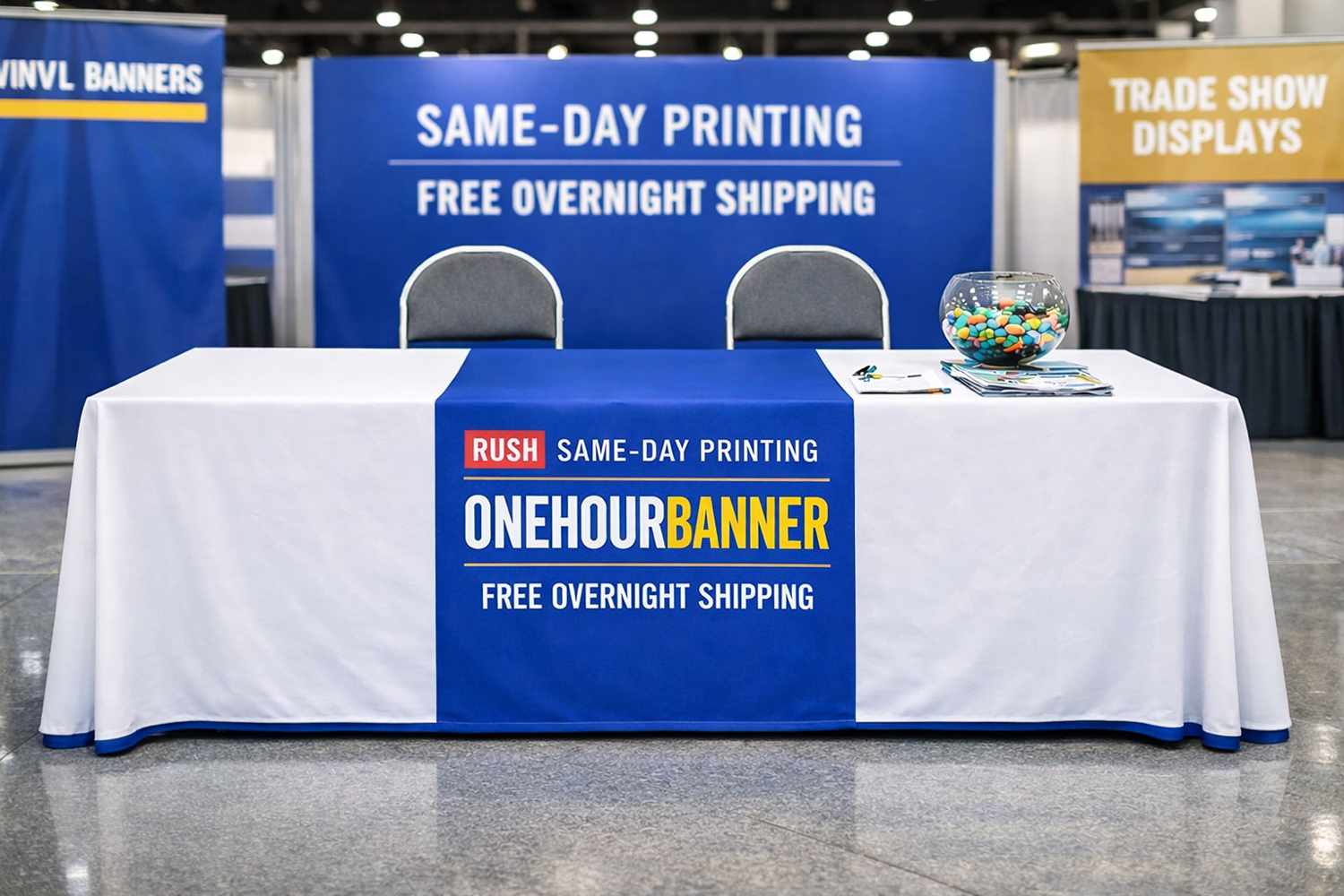 OneHourBanner trade show table runner